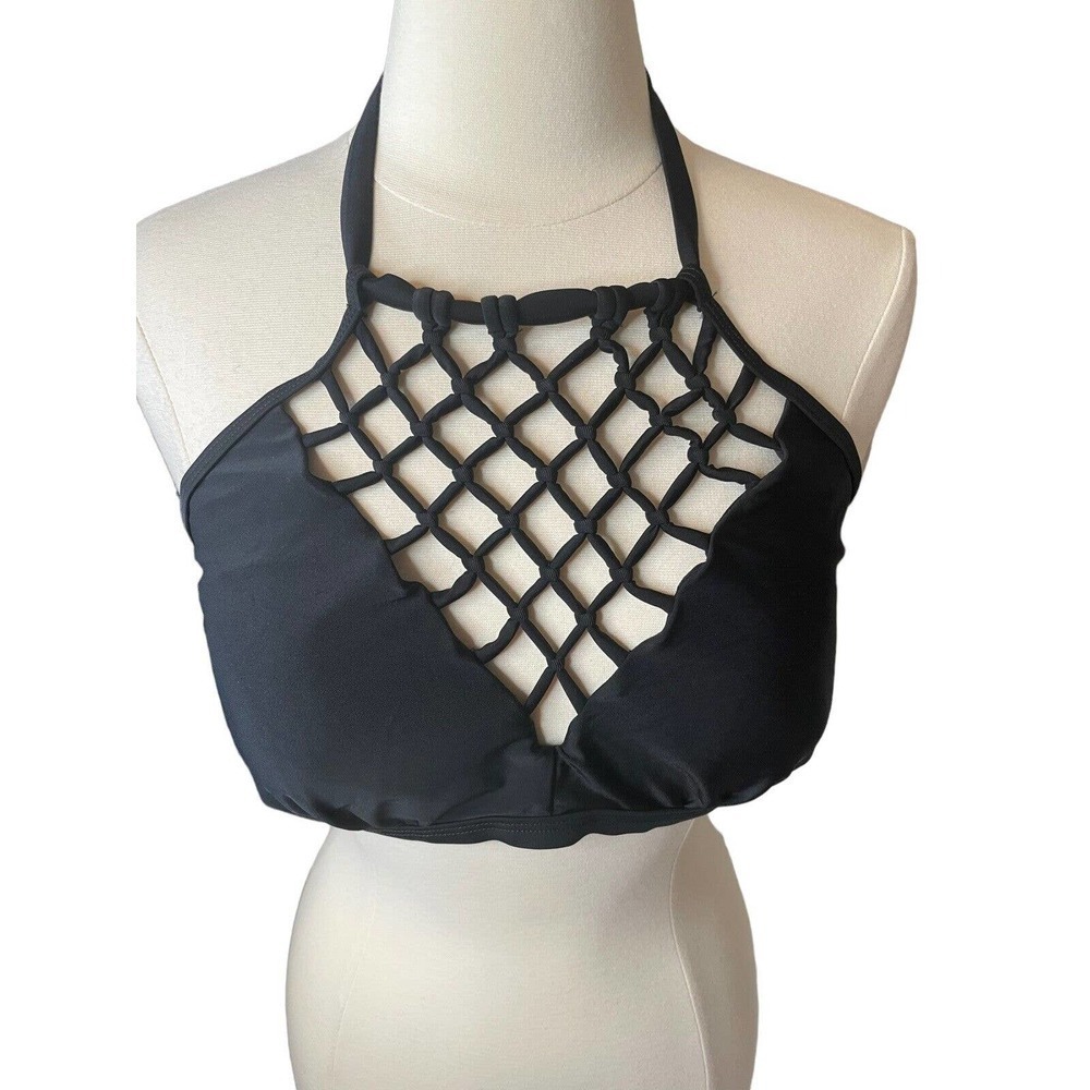 Swimsuits For All Black Macramé Bandeau Bikini Top Size Large